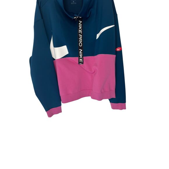 Nike Pro‎ Plus Pullover Pink Blue Half Zip Workout Athletic Athleisure Size 3X - Picture 3 of 12